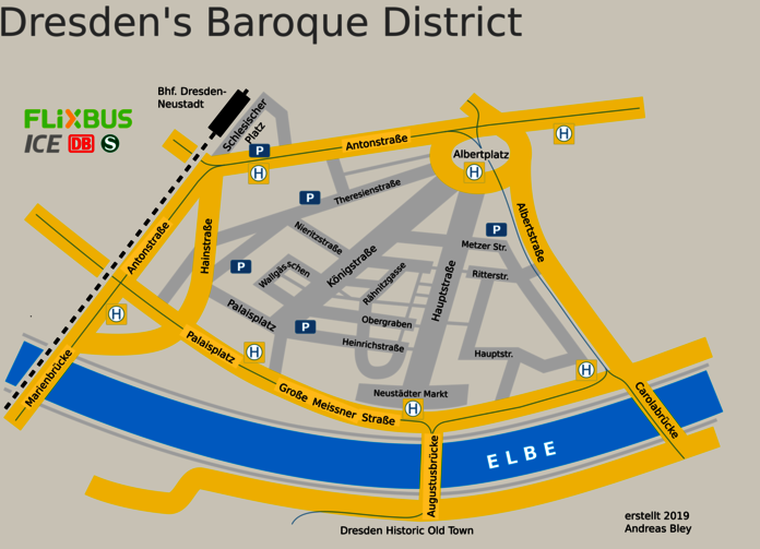 Map of the Baroque District Dresden