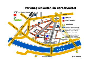 Übersicht zu den Parkmöglichkeiten im Barockviertel Dresden